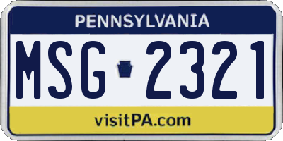 PA license plate MSG2321