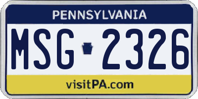 PA license plate MSG2326