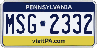 PA license plate MSG2332