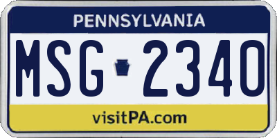 PA license plate MSG2340