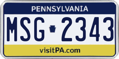 PA license plate MSG2343