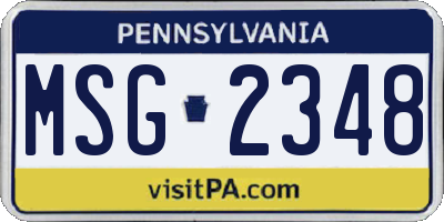 PA license plate MSG2348