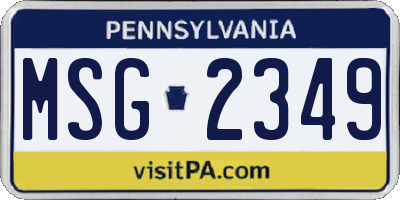 PA license plate MSG2349