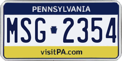 PA license plate MSG2354