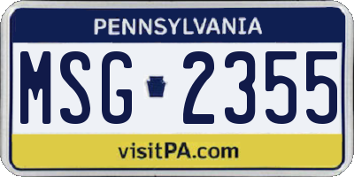 PA license plate MSG2355