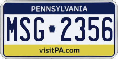 PA license plate MSG2356