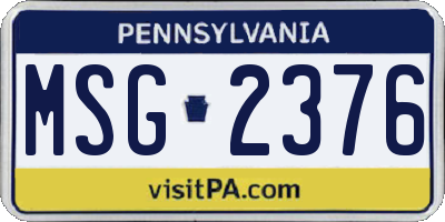 PA license plate MSG2376