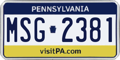 PA license plate MSG2381