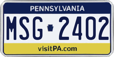 PA license plate MSG2402