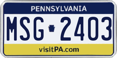 PA license plate MSG2403