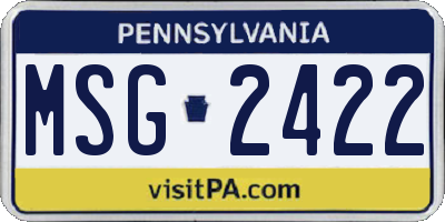 PA license plate MSG2422