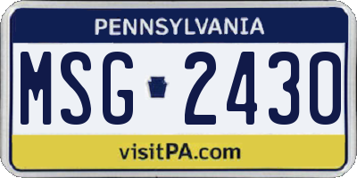 PA license plate MSG2430