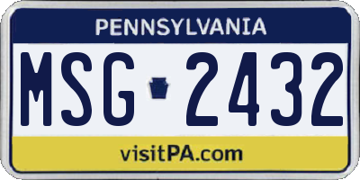 PA license plate MSG2432