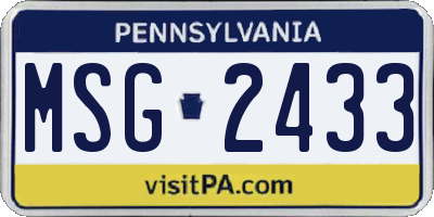 PA license plate MSG2433