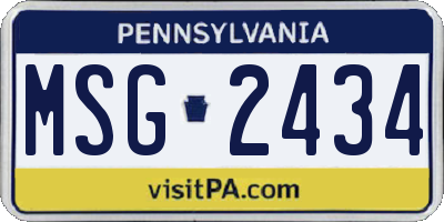 PA license plate MSG2434
