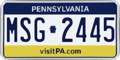 PA license plate MSG2445