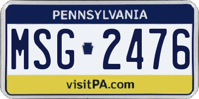 PA license plate MSG2476