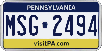 PA license plate MSG2494