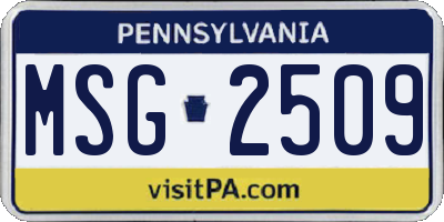 PA license plate MSG2509