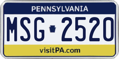 PA license plate MSG2520