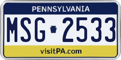 PA license plate MSG2533