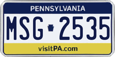 PA license plate MSG2535