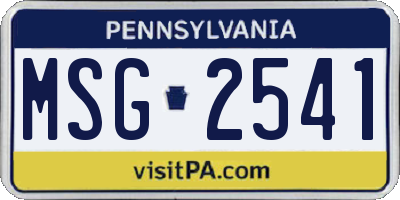 PA license plate MSG2541