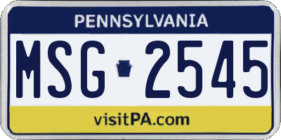 PA license plate MSG2545