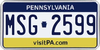 PA license plate MSG2599
