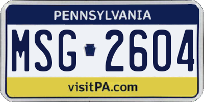 PA license plate MSG2604