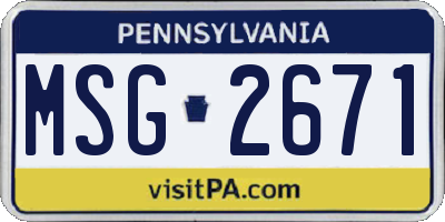 PA license plate MSG2671