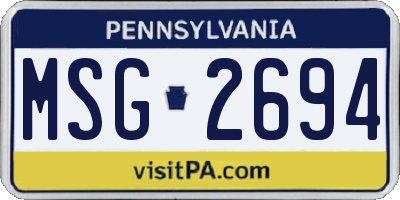 PA license plate MSG2694