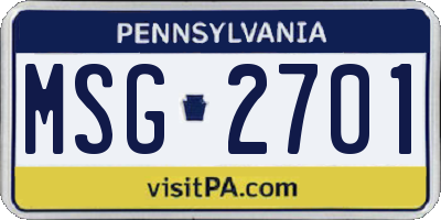 PA license plate MSG2701
