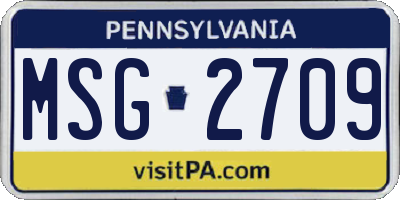 PA license plate MSG2709