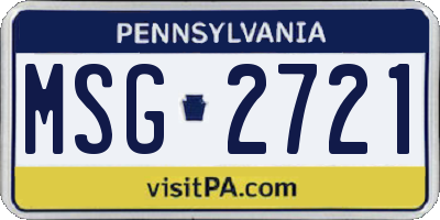 PA license plate MSG2721