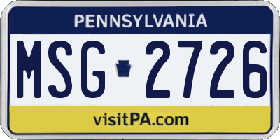 PA license plate MSG2726