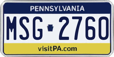 PA license plate MSG2760