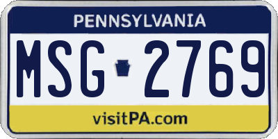 PA license plate MSG2769