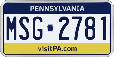 PA license plate MSG2781