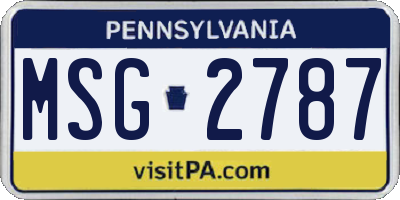 PA license plate MSG2787