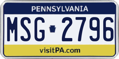 PA license plate MSG2796