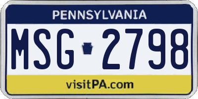 PA license plate MSG2798