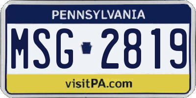 PA license plate MSG2819