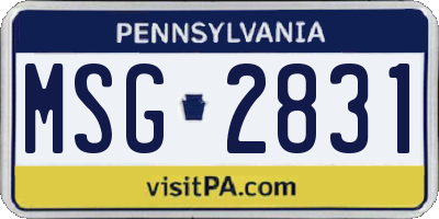 PA license plate MSG2831