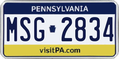 PA license plate MSG2834