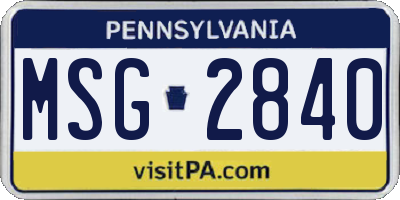 PA license plate MSG2840