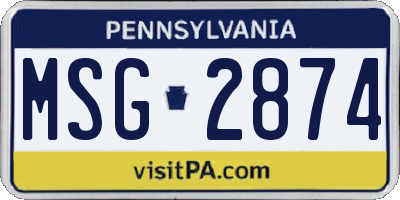 PA license plate MSG2874