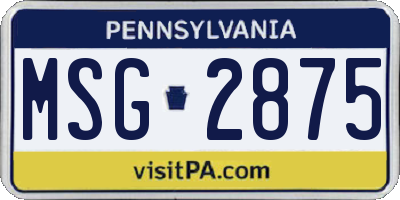 PA license plate MSG2875