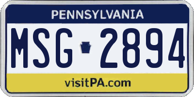 PA license plate MSG2894