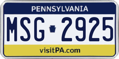 PA license plate MSG2925